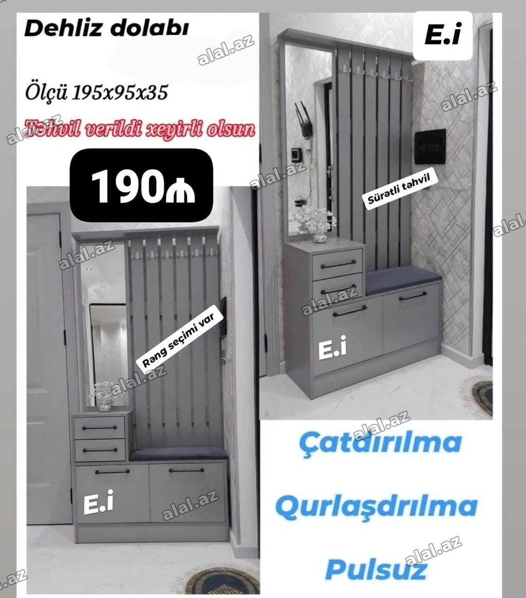Dehliz dolabı – çoxfunktional giriş mebeli - Ölçü: 195 x 95 x 35 sm -