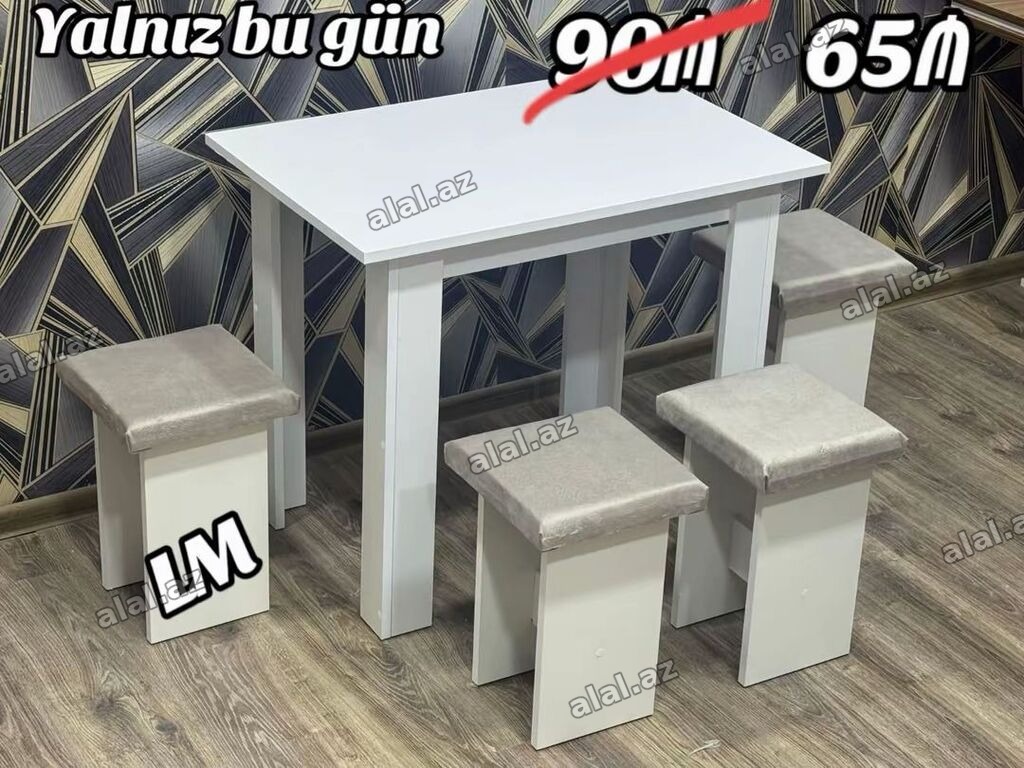 Ağ rəngli kompakt mətbəx/dinning dəsti: - 1 ədəd düzbucaqlı masa –