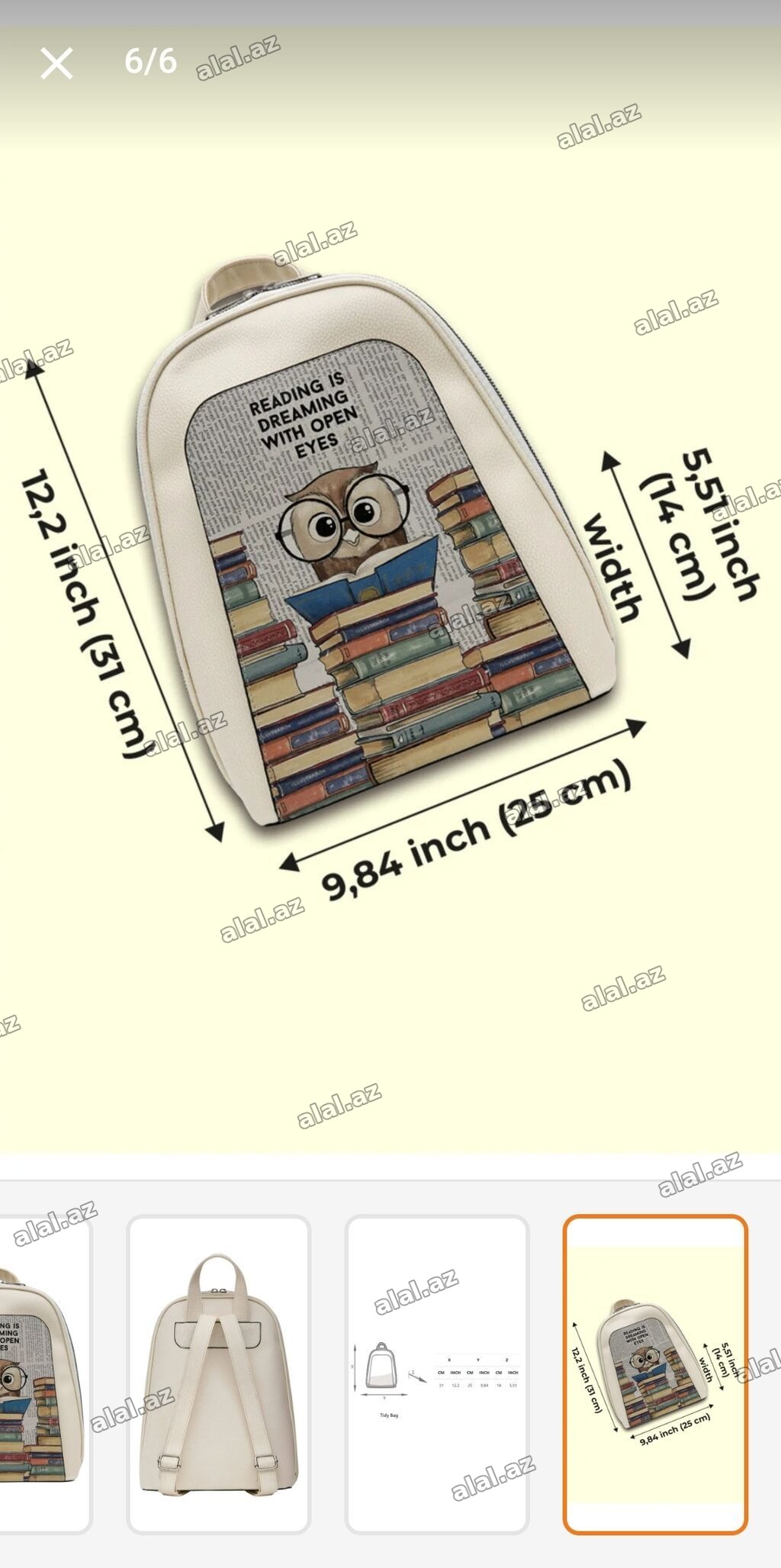 Məhsul: Mini bel çantası – “Reading is dreaming with open eyes” temalı