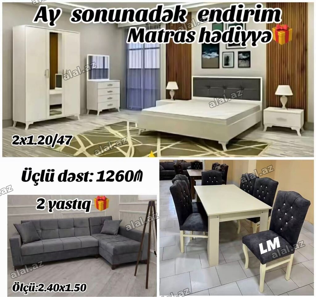 Mebel dəstləri – ay sonunadək endirim, matras hədiyyə 1) Yataq otağı