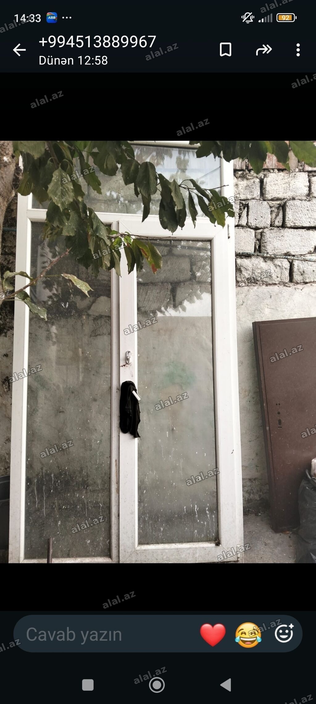 PVC şüşəli qapı-pəncərə bloku - Material: ağ rəngli PVC profil -