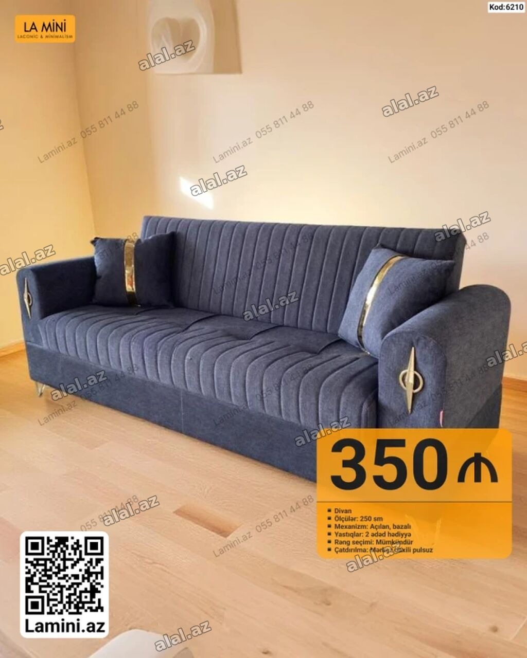 Məhsul: Divan (Kod: 6210) - Ölçü: 250 sm - Mexanizm: Açılan, bazalı