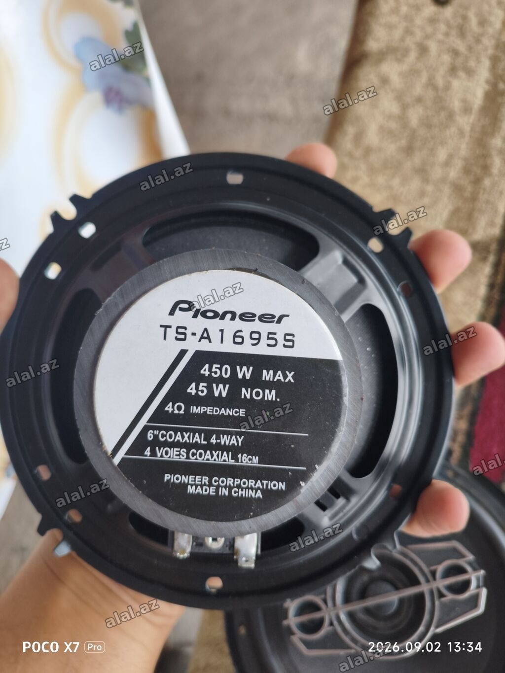 Pioneer TS-A1695S avtomobil akustikası – 16 sm (6") koaksial 4-yollu