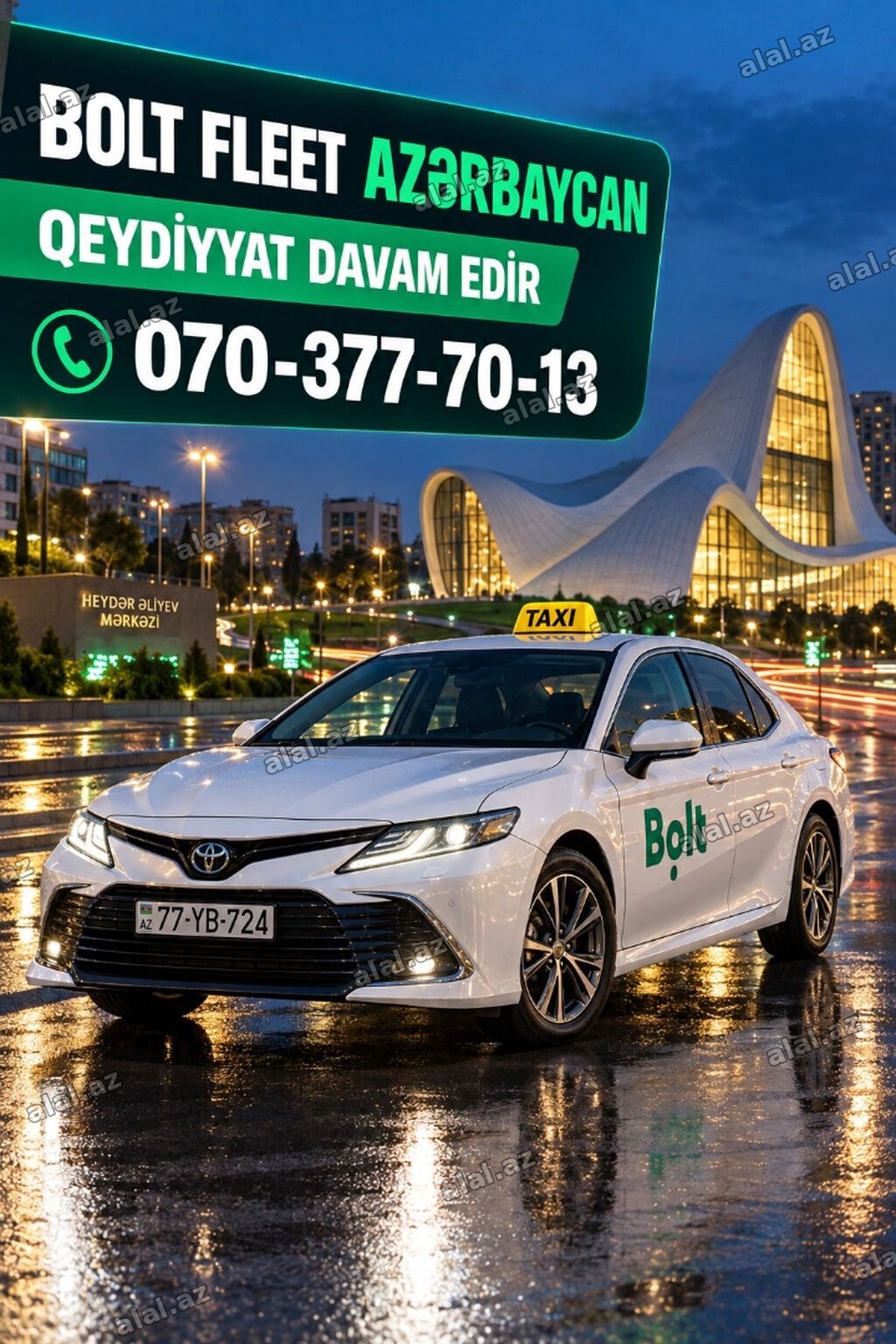 Taksi sürücüsü tələb olunur, Şəxsi nəqliyyat vasitəsi ilə, Gündəlik ödəniş