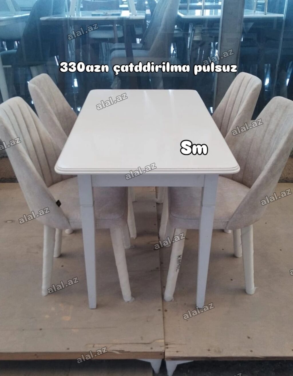 Mətbəx üçün, Yeni, Açılmayan, Dördbucaq masa, 4 stul