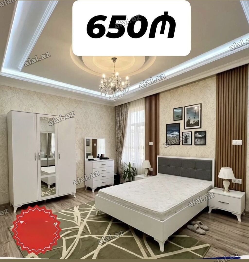 Yataq otağı mebel dəsti – 650₼ Dəstin tərkibi: - İki qapılı, ortası
