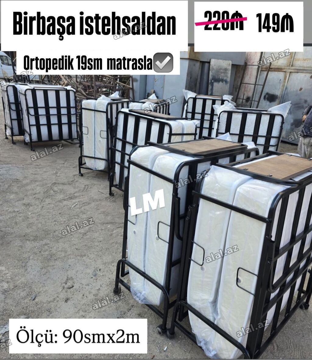 Ortopedik 19 sm hündürlüklü matrasslı qatlanan çarpayı. - Birbaşa