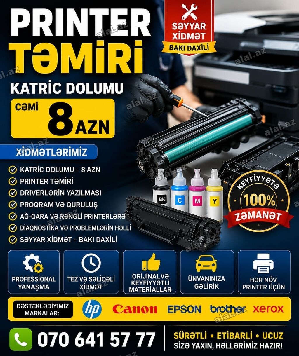 PRINTER XİDMƏTLƏRİ – Bakı daxili səyyar xidmət - Katrıc dolumu – cəmi