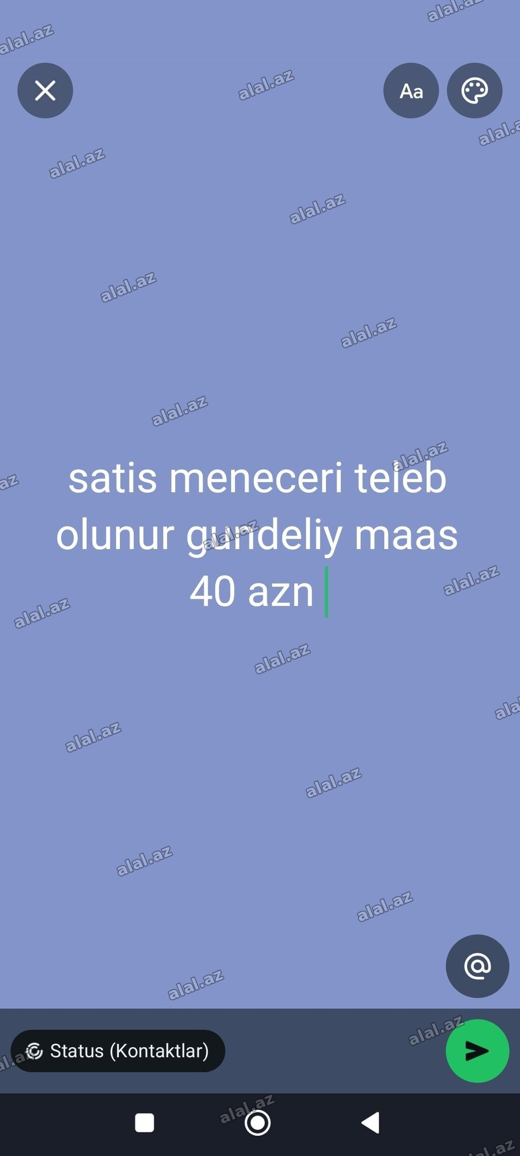 Satış meneceri tələb olunur, İstənilən yaş, Təcrübəsiz, Gündəlik ödəniş