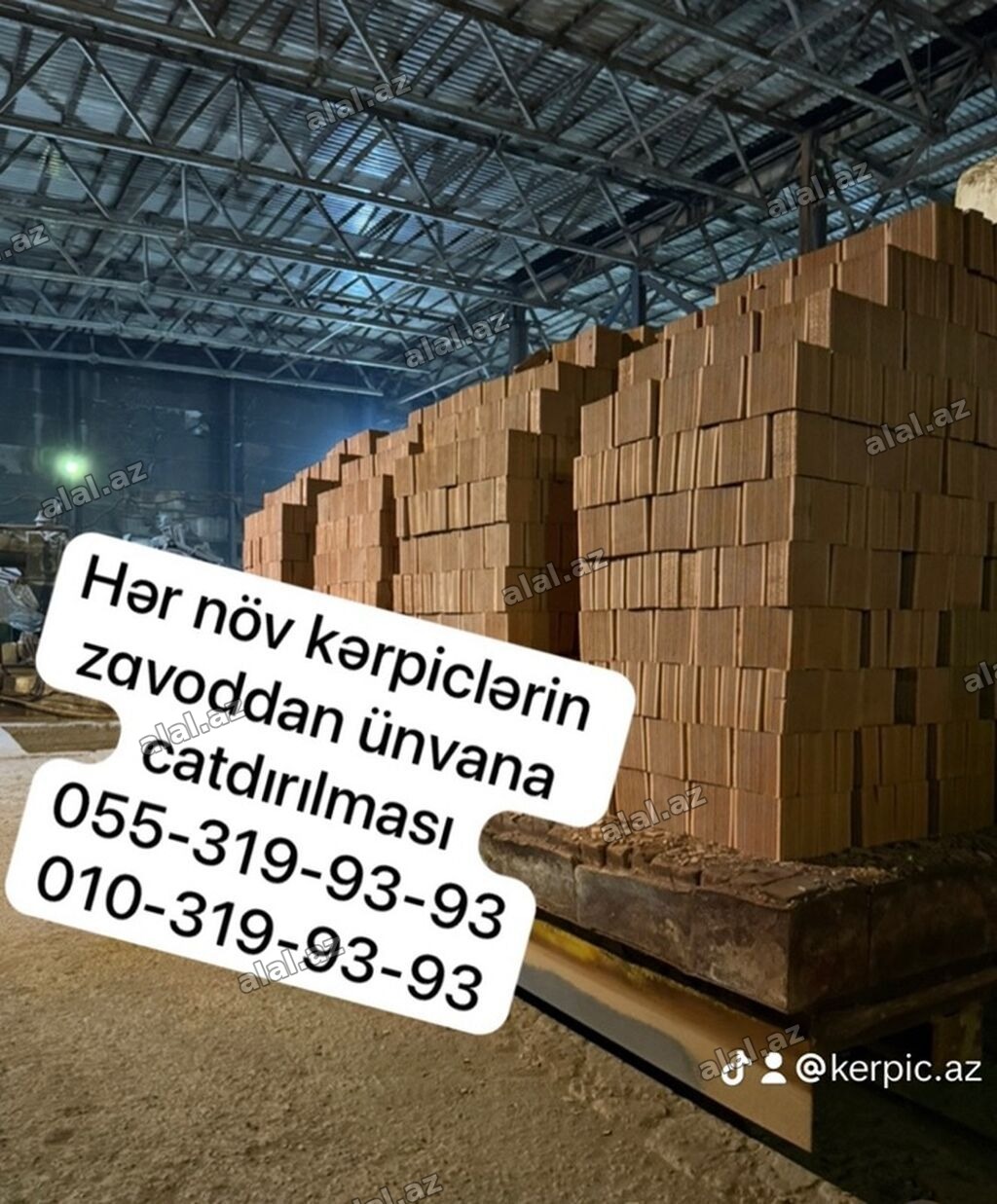 Kərpic məhsulları – zavoddan birbaşa ünvanınıza çatdırılma - Hər növ