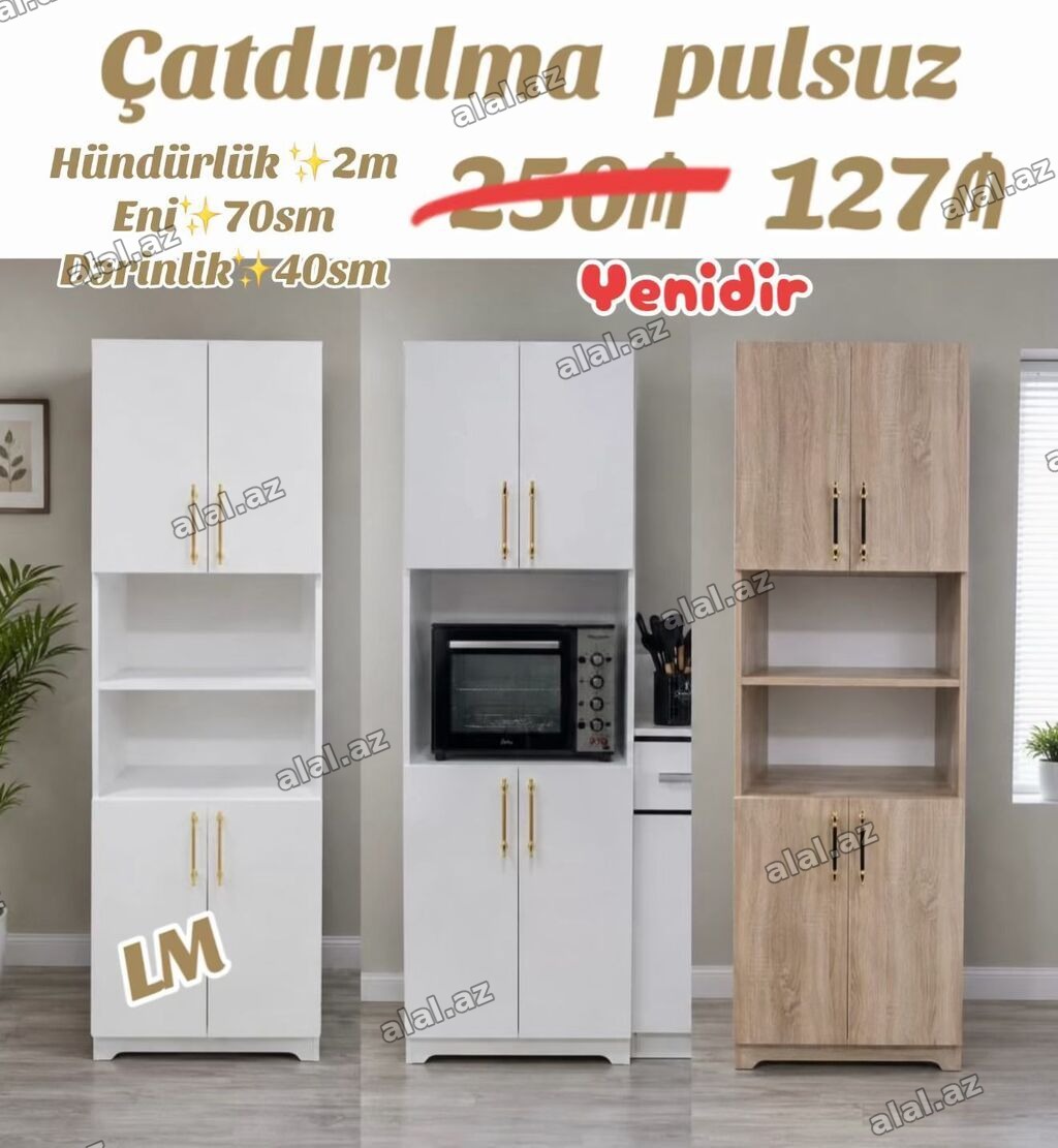 Mətbəx üçün çoxfunksiyalı şkaf - Ölçülər: hündürlük 2 m, en 70 sm