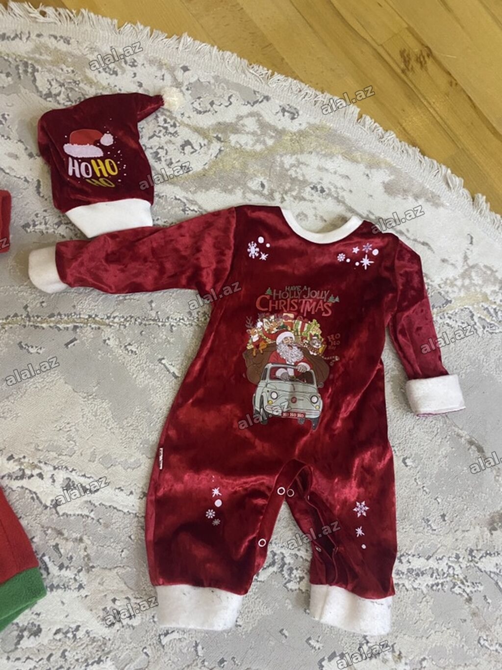 Uşaq üçün bayram temalı geyim və ayaqqabı dəsti - Qırmızı aksessuarlı