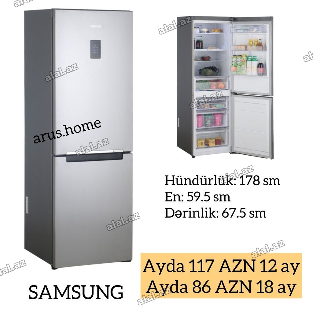 Yeni 2 qapılı Samsung Soyuducu Satılır, rəng - Boz, Kredit var