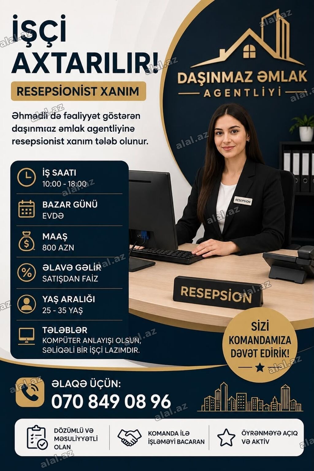 Hostes, qeydiyyatçı tələb olunur