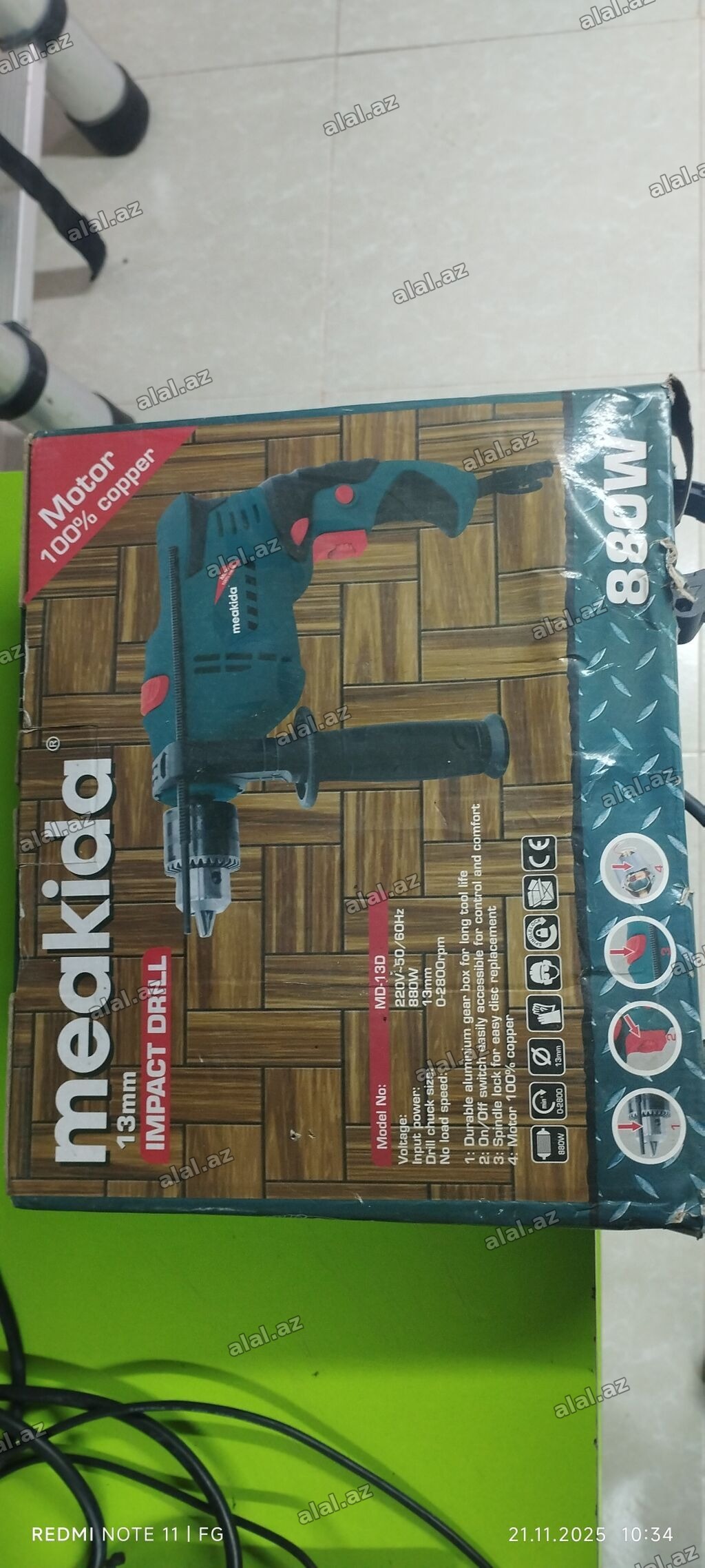 Meakida MD-13D Zərbəli Matkap – 13 mm Təzədir heç istifadə olmayib