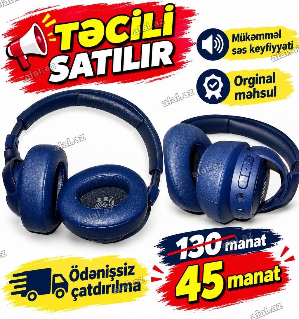 İşlənmiş Simsiz (Bluetooth) Qulaqcıqlar, JBL, rəng - Göy