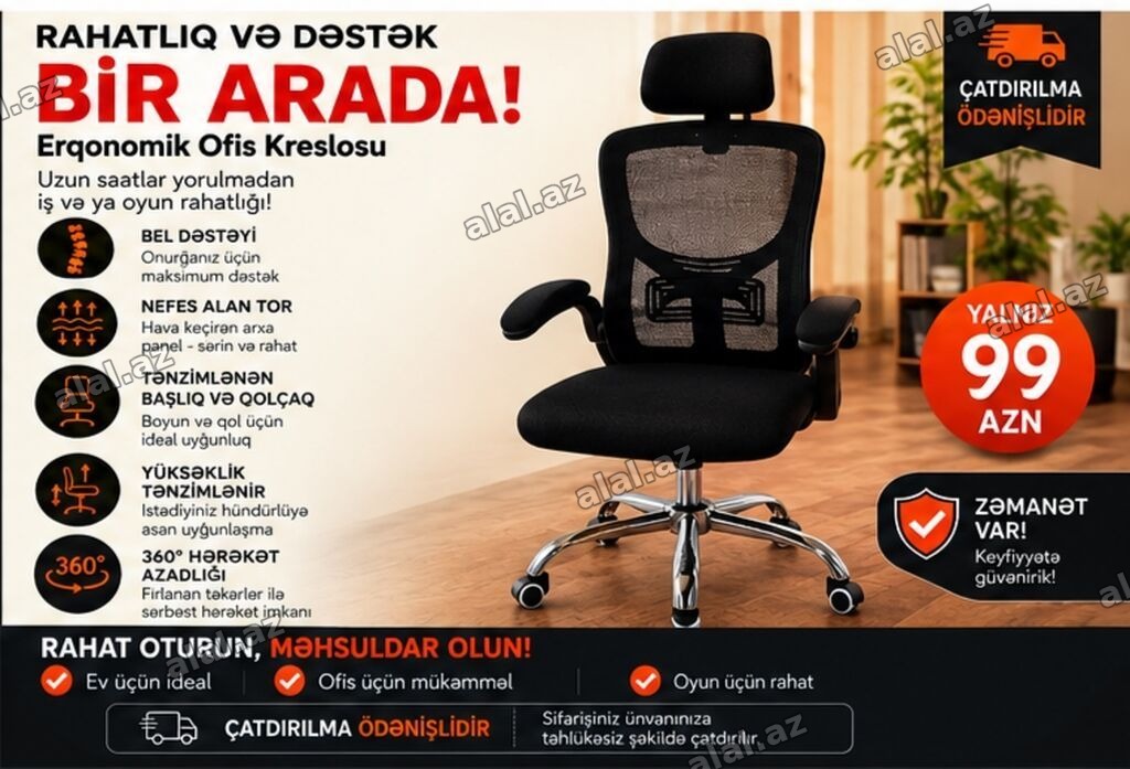 Erqonomik Ofis Kreslosu – rahatlıq və dəstək bir arada! TODAN 65 AZN
