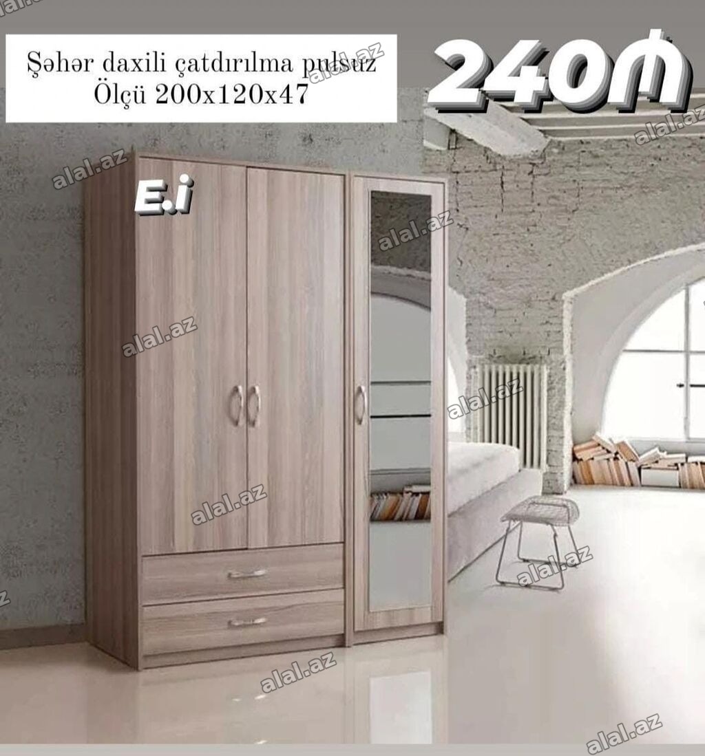 Yataq otağı üçün çoxfunksiyalı paltar dolabı - Ölçü: 200 x 120 x 47