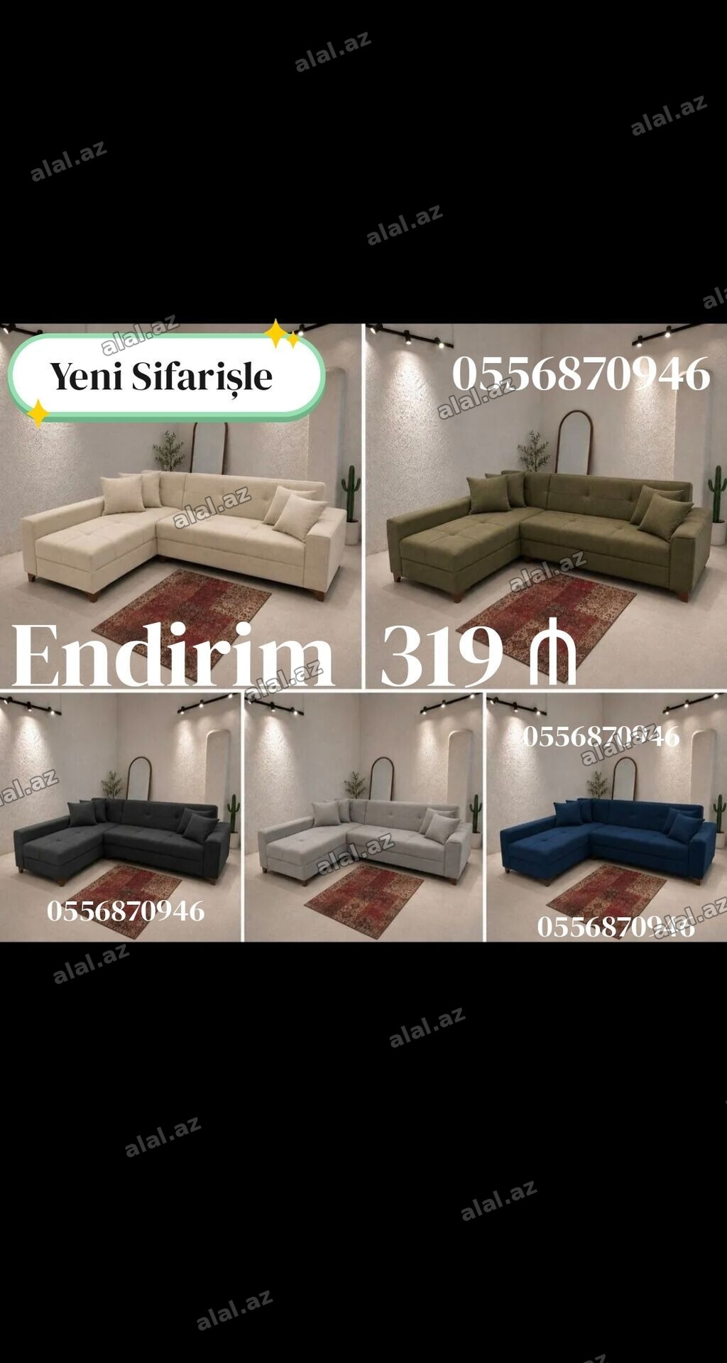 Künc divan, Yeni, Açılan, Bazalı, Parça, Şəhərdaxili pulsuz çatdırılma