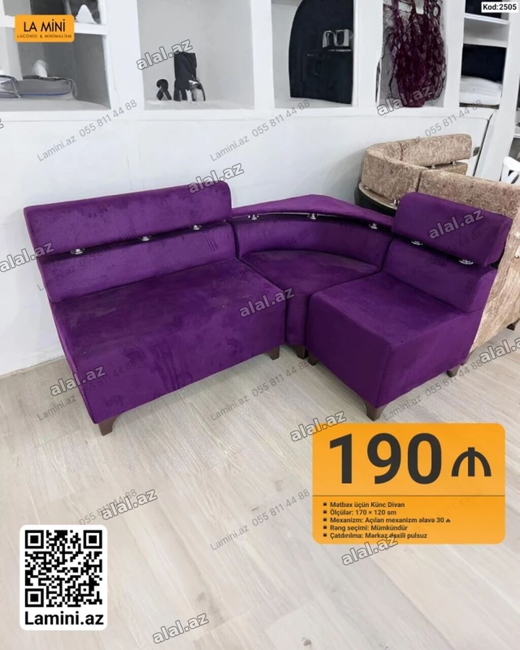 Künc divan, Mətbəx üçün, Parça, Açılan